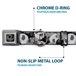 Jack Expression5 Black Silver Seatbelt Buckle Collar - Nightmare Before Christmas Jack Expression Stacked Black/Grays