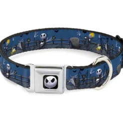 Jack Expression6 Full Color Seatbelt Buckle Collar - Nightmare Before Christmas Jack, Zombie Duck & Zero Cemetery Scene