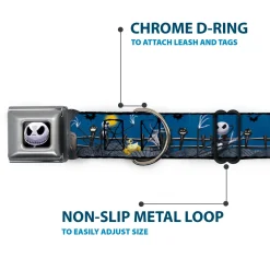 Jack Expression6 Full Color Seatbelt Buckle Collar - Nightmare Before Christmas Jack, Zombie Duck & Zero Cemetery Scene