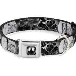 Jack Moon Oogie Boogie Face Full Color Black Grays Seatbelt Buckle Collar - Jack & Oogie Boogie Scenes Grays