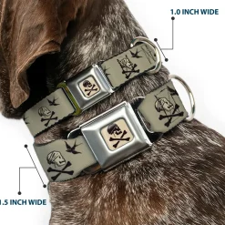 Jack Sparrow's Flag Skull Icon Gray Charcoal Seatbelt Buckle Collar - Jack Sparrow's Flag Icons Grays