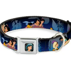 Jasmine CLOSE-UP Full Color Seatbelt Buckle Collar - Aladdin & Jasmine Scenes