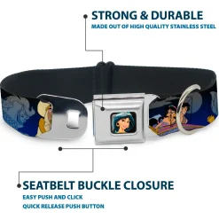 Jasmine CLOSE-UP Full Color Seatbelt Buckle Collar - Aladdin & Jasmine Scenes