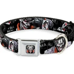 Joker Face Stare Seatbelt Buckle Collar - Joker BRILLIANTLY TWISTED PSYCHO 2-Poses/Cards Black/Grays