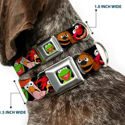 Kermit Face Full Color Black Seatbelt Buckle Collar - Muppets Faces Black