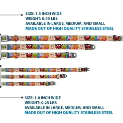 Kermit Face Full Color Black Seatbelt Buckle Collar - Muppets Faces CLOSE-UP Black