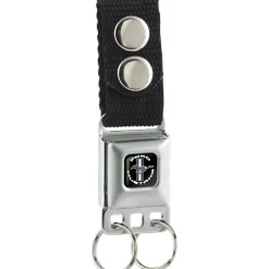 Keychain - FORD MUSTANG Tri-Bar Logo Black White Silver Red Blue