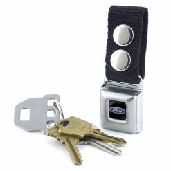 Keychain - Ford Oval Logo Full Color Black Blue - Black