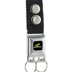 Keychain - HONDA Motorcycle Full Color Black Yellow White - Black Webbing