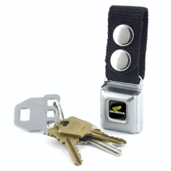 Keychain - HONDA Motorcycle Full Color Black Yellow White - Black Webbing
