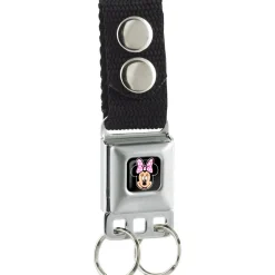 Keychain - Minnie Mouse Face Full Color Pink Polka Dot Black