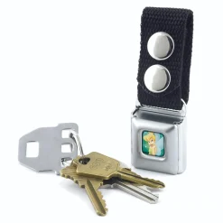 Keychain - Tinker Bell Smiling Pixie Dust Sparkles Full Color Turquoise