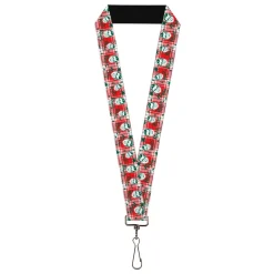 Lanyard - 1.0" - A Christmas Story RALPHIE Smiling Face and Stars Plaid Red/White/Green