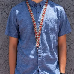 Lanyard - 1.0" - A Christmas Story RALPHIE Smiling Face and Stars Plaid Red/White/Green