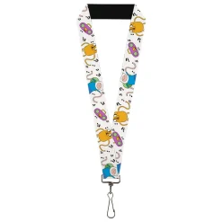 Lanyard - 1.0" - Adventure Time Finn and Jake Long Arms Dancing Pose White