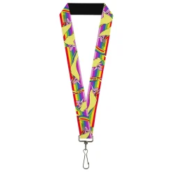 Lanyard - 1.0" - Adventure Time Lady Raincorn Poses Stripe Rainbow