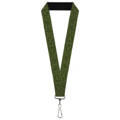 Lanyard - 1.0" - Avatar Last Airbender Earth Element Symbol Black/Olive Green