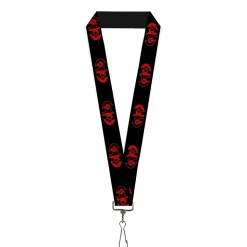 Lanyard - 1.0" - Bat Logo Harley Quinn Diamonds Black Red