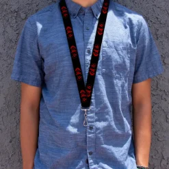 Lanyard - 1.0" - Bat Logo Harley Quinn Diamonds Black Red