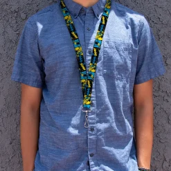 Lanyard - 1.0" - BATMAN Poses and Logo Collage Black/Blue/Yellow