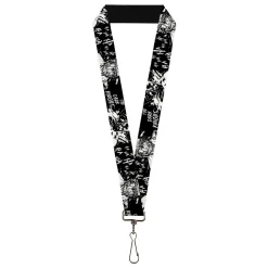 Lanyard - 1.0" - Batman THE DARK KNIGHT and Joker Smiling Sketch Close-Ups Black/White