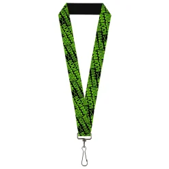 Lanyard - 1.0" - BOO Text Skull and Crossbones Black/Green