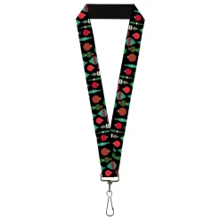 Lanyard - 1.0" - Christman Holiday Finial Bauble Ornaments Black/Reds/Greens