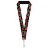 Lanyard - 1.0" - Christman Holiday Globe Ball Ornaments Stacked Black/Reds/Greens