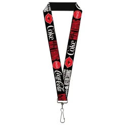 Lanyard - 1.0" - Coca-Cola ENJOY COKE IT'S THE REAL THING Kiss Black/White/Red