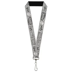 Lanyard - 1.0" - Coca-Cola ENJOY REFRESH Can and Bottle Grays/White/Black