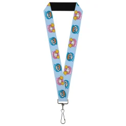 Lanyard - 1.0" - Dexter's Lab DEXTER and DEE DEE Face Icons Blues/Pink