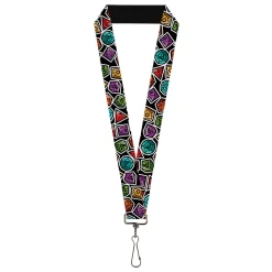 Lanyard - 1.0" - Dungeons & Dragons Dice Collage Black/Multi Color