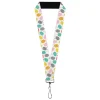 Lanyard - 1.0" - Easter Eggs Decorated Eggs Scattered White/Multi Color