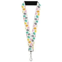 Lanyard - 1.0" - Easter Eggs Decorated Eggs Scattered White/Multi Color