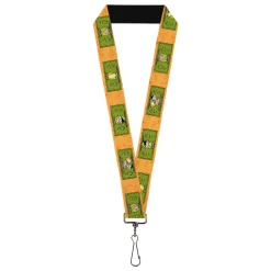 Lanyard - 1.0" - Ed Edd n Eddy Money Notes and Icons Orange/Greens