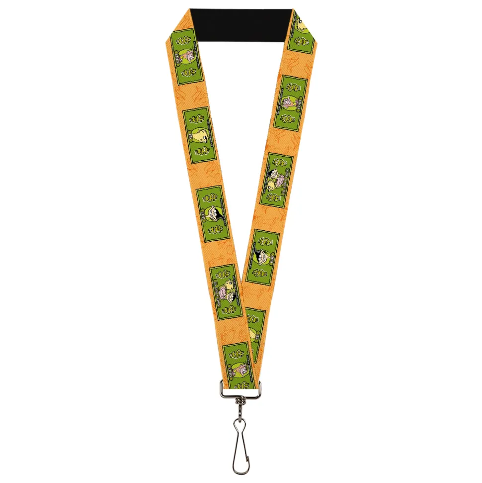 Lanyard - 1.0" - Ed Edd n Eddy Money Notes and Icons Orange/Greens