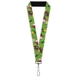 Lanyard - 1.0" - Elf Buddy the Elf Silhouette Poses and Holiday Icons Green/Multi Color