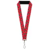 Lanyard - 1.0" - Festive Holiday Christmas Trees Scattered Red/Multi Color