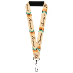 Lanyard - 1.0" - Ford BRONCO Script Beige/Brown/Blue/Orange