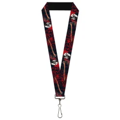 Lanyard - 1.0" - FRIDAY THE 13th/Jason Mask4/Axe Blood Splatter Black/Red/White