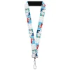 Lanyard - 1.0" - Frosty the Snowman Pose Blocks and Snowflakes White/Blue