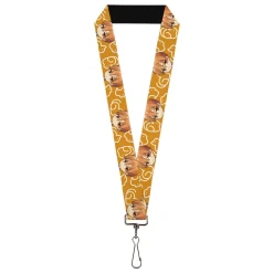 Lanyard - 1.0" - Fruits Basket Chibi Kyo Soma Face and Kimono Cat Icon Orange/White