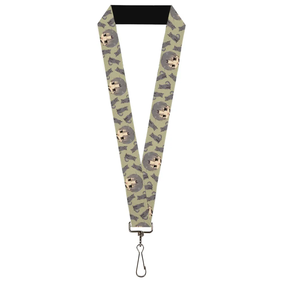 Lanyard - 1.0" - Fruits Basket Chibi Shigure Soma and Dog Scattered Olive/Gray