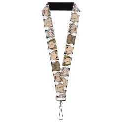 Lanyard - 1.0" - Fullmetal Alchemist Brotherhood Central Forces Military Personnel Faces White