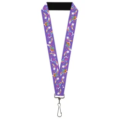 Lanyard - 1.0" - Furby Orange and Purple Jumping Rainbow Slide Black/Multi Color