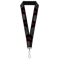 Lanyard - 1.0" - GAME OF THRONES WINTER IS COMING Stark Sigil Black/White/Red