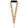 Lanyard - 1.0" - Garfield Smiling Pose Flip Doodles Collage White/Multi Color