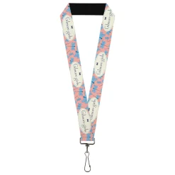 Lanyard - 1.0" - GILMORE GIRLS Dragon Flies Scattered and Title Logo Pink/White/Blues