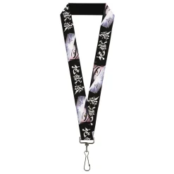 Lanyard - 1.0" - Hell's Paradise Gabimaru and Sagiri Eyes and Title Logo Black/White