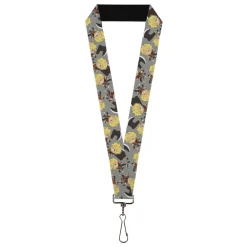 Lanyard - 1.0" - Hell's Paradise Chibi Aza Chobei Axe Poses Scattered Gray